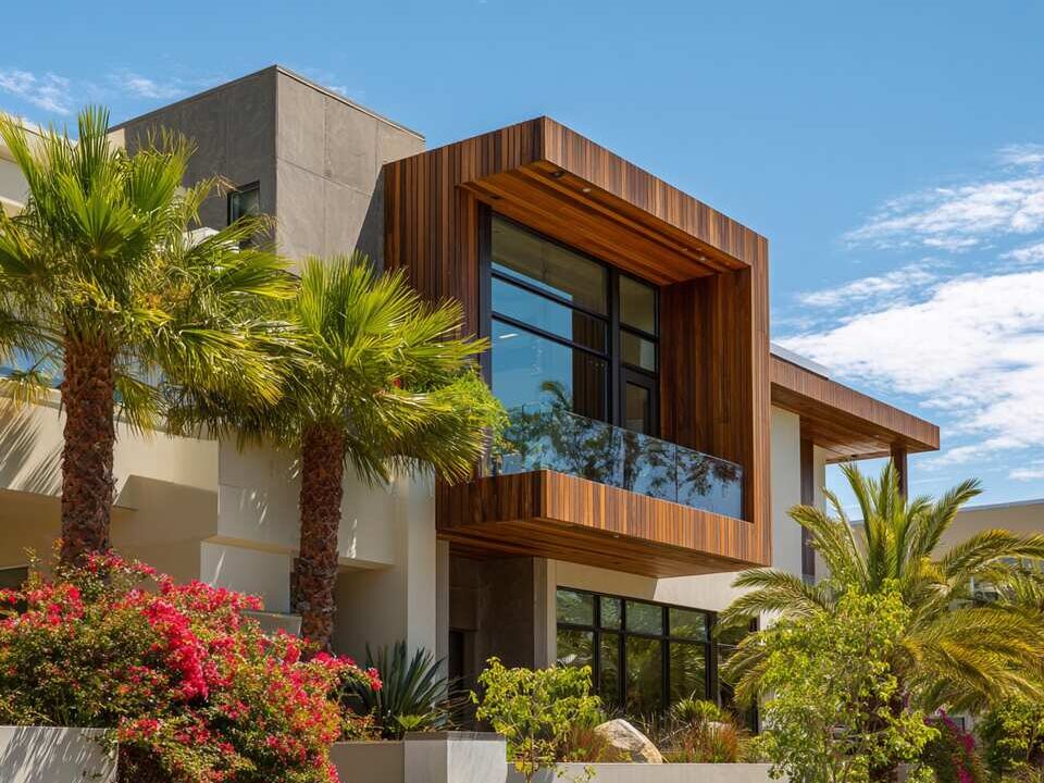 Contemporary home exterior featuring Irvine CA window replacement and sleek glass design