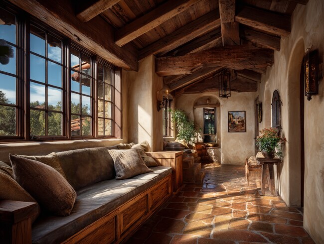 Interior detail highlighting custom Irvine CA windows and wood accents
