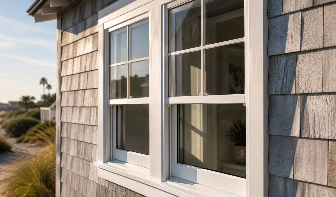 Double-hung exterior windows enhancing curb appeal and natural light in Huntington Beach, CA
