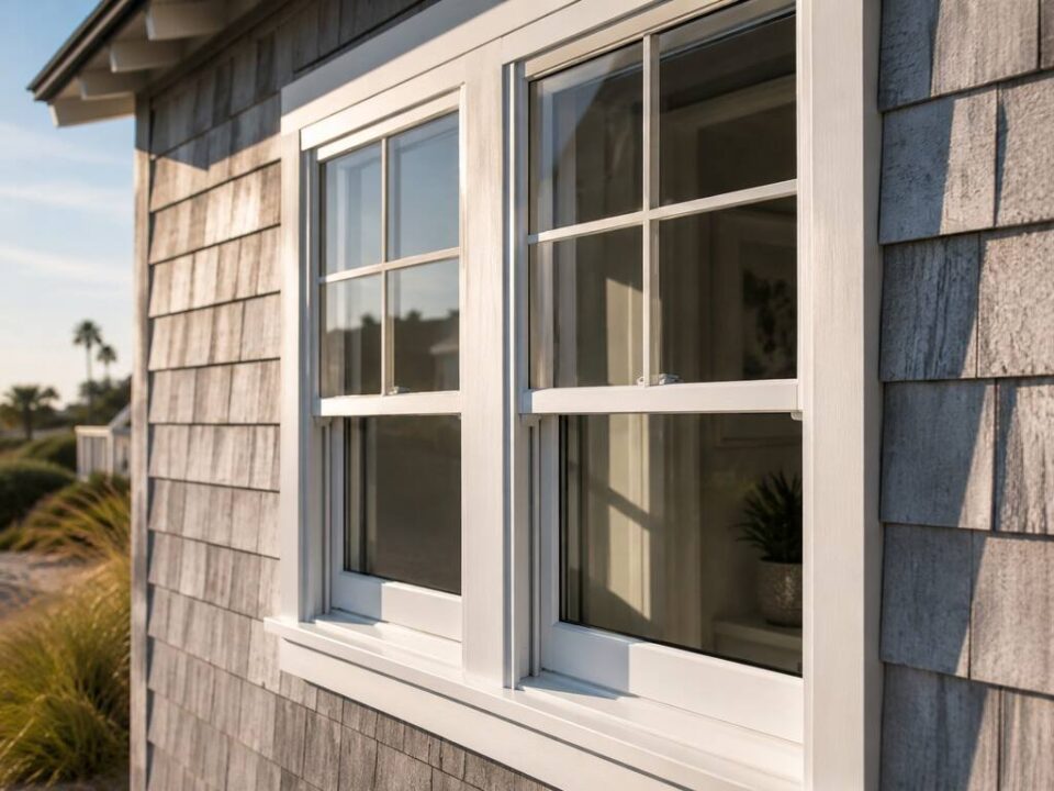 Double-hung exterior windows enhancing curb appeal and natural light in Huntington Beach, CA