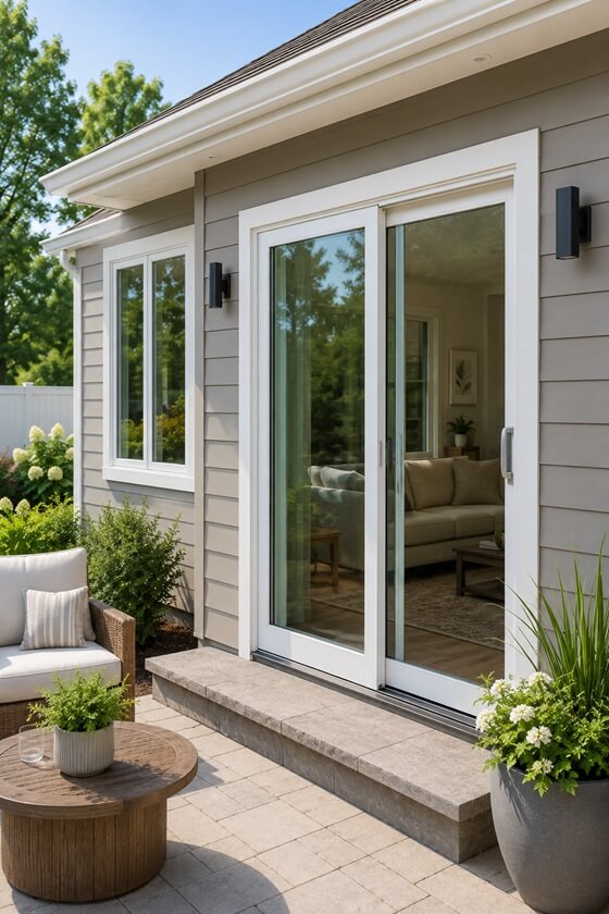 a bright patio with newly replaced windows and doors in Laguna Niguel, CA