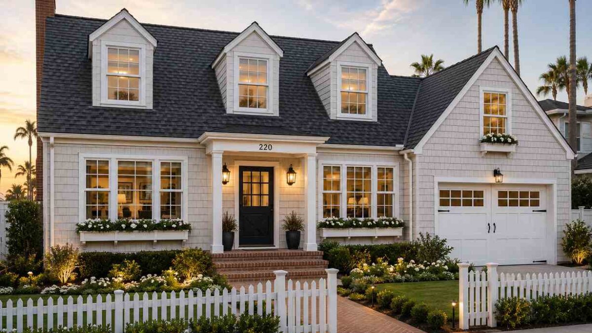 Huntington Beach home with vinyl windows.